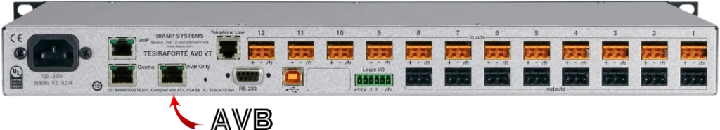 Tesira AVB VT conexiones